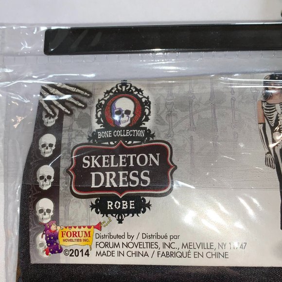 Skeleton Long Dress Costume Forum Novelties Bone Collection OS up to Size 14/16 - Picture 7 of 10